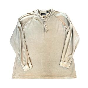 Henley Shirt Size XL Roundtree & Yorke Vintage Y2K Preppy Beige Neutral Casual